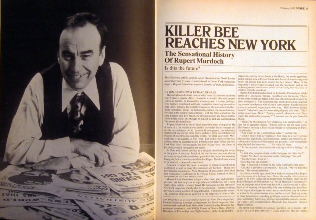 Killer Bee Reaches New York, More magazine, February 1977